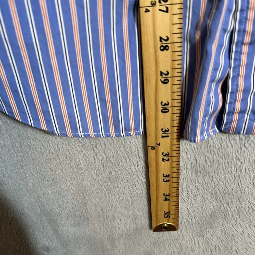 Ralph Lauren Shirt Mens XL Blue Orange‎ Striped Classic Fit SS Button Down